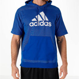 adidas Sport Short-Sleeve Hoodie in Blue